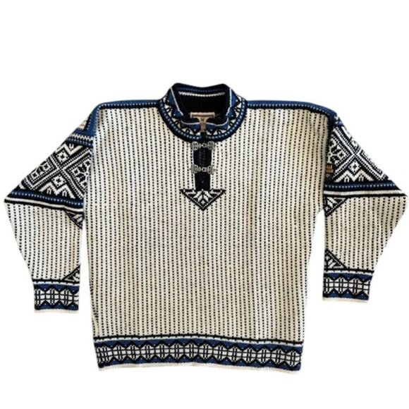 Vintage DALE of NORWAY Wool Pullover Ivory Sweater Medium - Picture 1 of 16